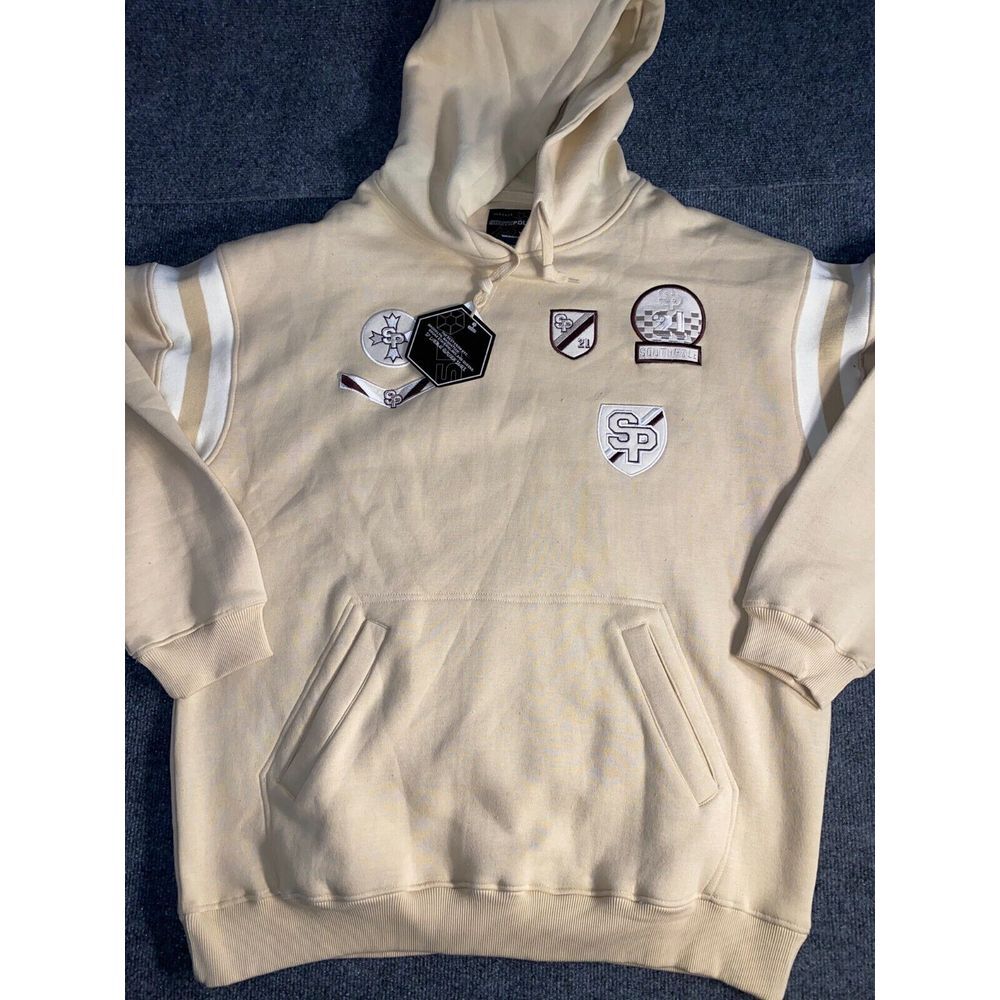 Southpole‎ Authentic Hoodie Men XL Beige Ribbed Cuff/Hem Pouch Pocket Drawstring